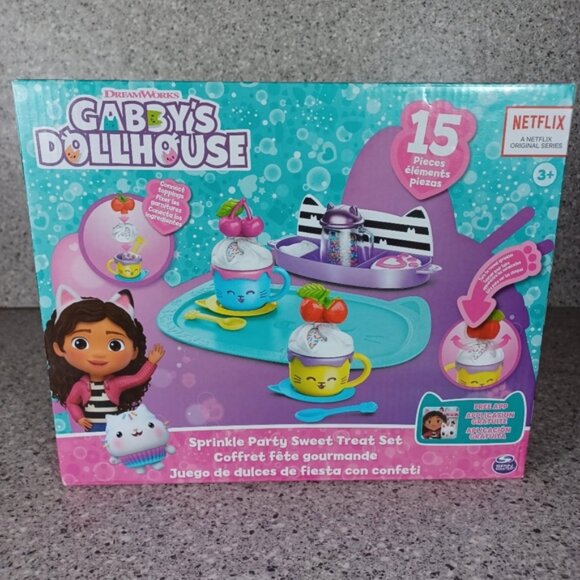 Gabby's Dollhouse Sprinkle Party Sweet Treat Tea Set Pretend Play Kitchen Toy - Picture 2 of 13